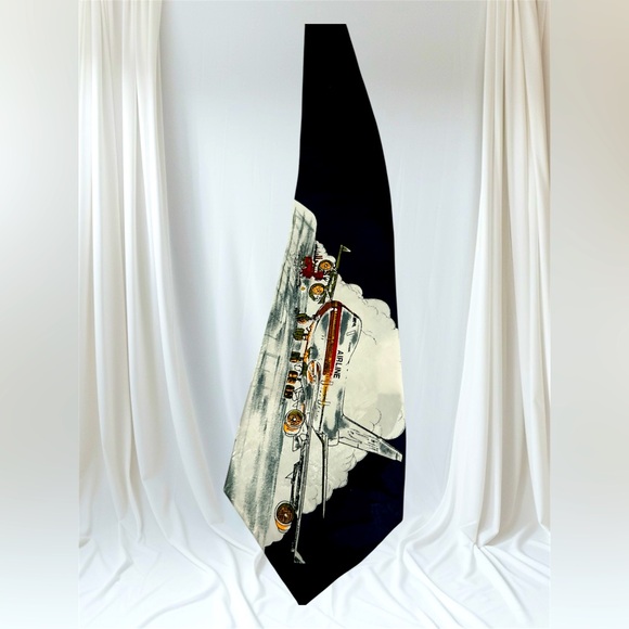 Vnt Renaissance ‘Hand Made AIRPLANE Polyester TWILL Necktie EUC - Picture 3 of 8